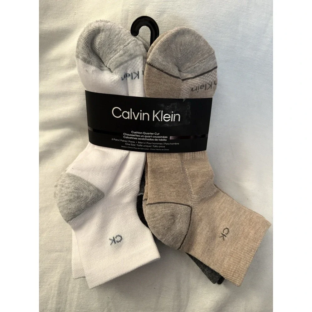 NEW Calvin Klein Cushion Quarter Cut Socks 6 Pair Men's Size 7-12 CK SOCKS MENS